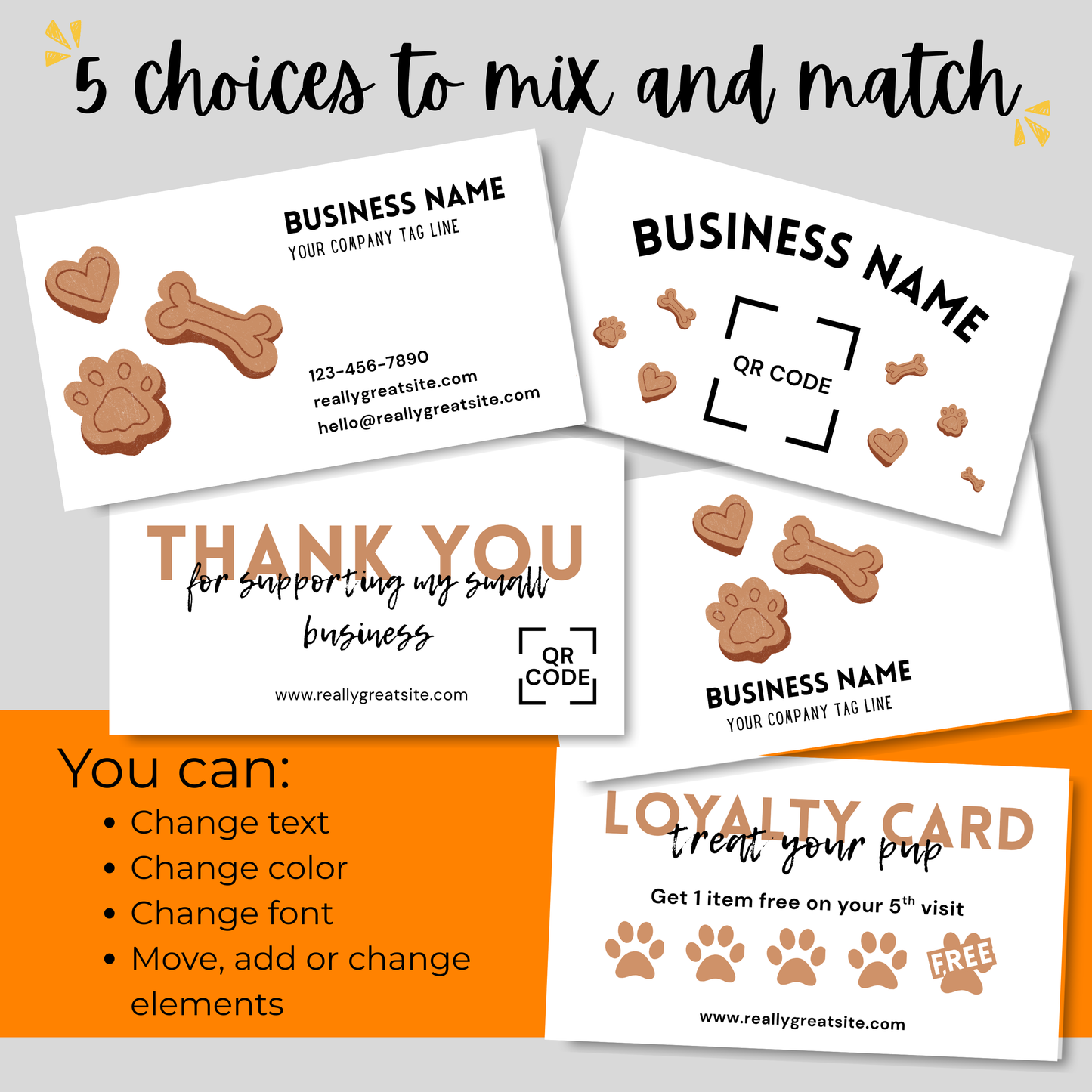 Editable Business Card Template - Dog Biscuit