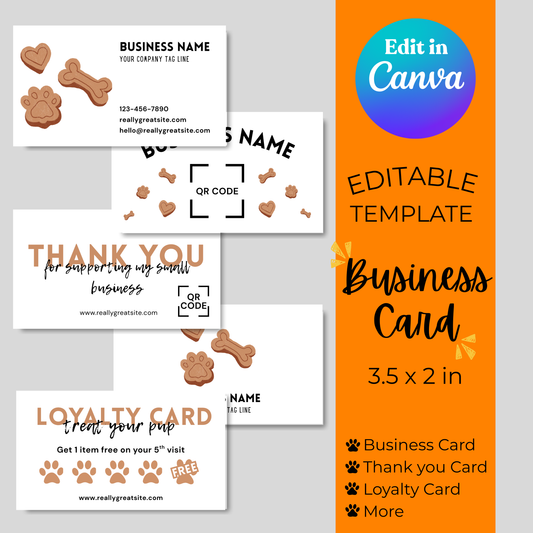 Editable Business Card Template - Dog Biscuit