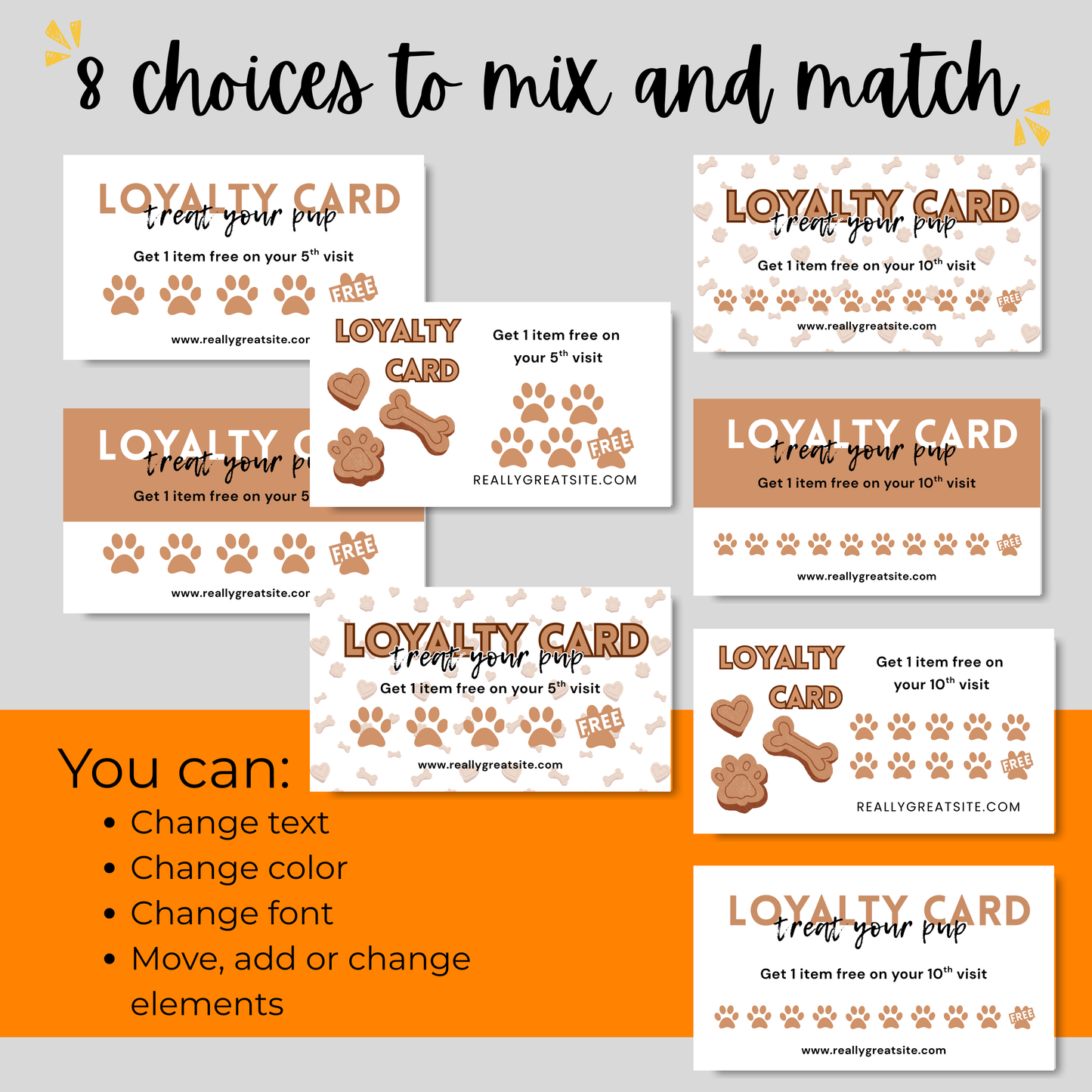 Editable Loyalty Card Template - Dog Biscuit