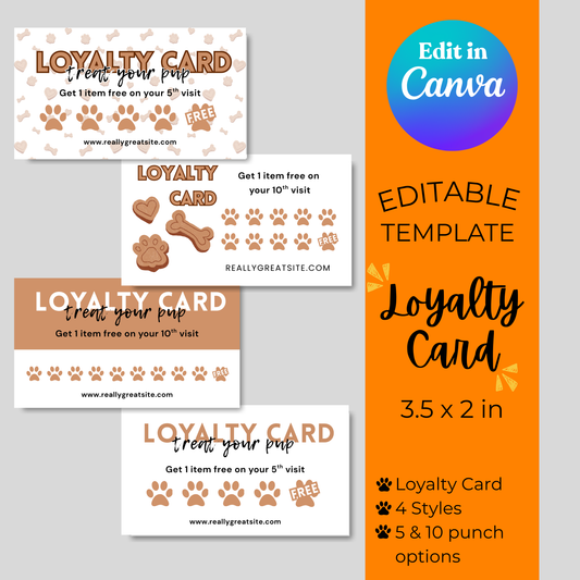 Editable Loyalty Card Template - Dog Biscuit
